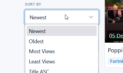 Manage Clips - Sort by Views or Date